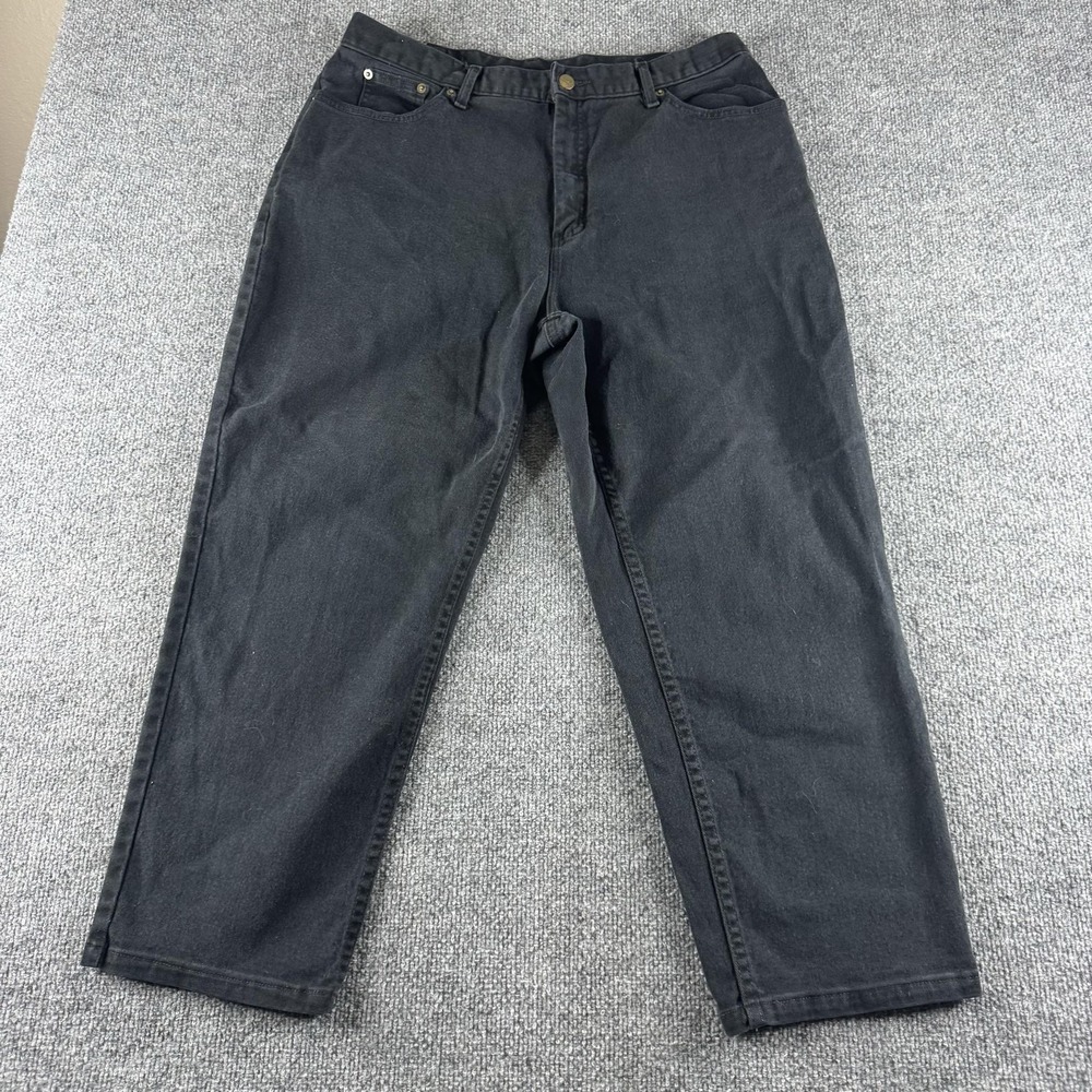 Vintage LL Bean Jeans Womens 32x25 Black High Rise Tapered Stretch Denim 90s